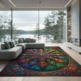 thumbnail image 1 of ODIKA 4'x6' Machine Washable Non-Slip Area Rug, Oriental Gold High Traffic Rug, Blue, 1010622, 1 of 7