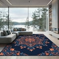 thumbnail image 1 of ODIKA 4'x6' Machine Washable Non-Slip Area Rug, Oriental Navy Blue High Traffic Rug, Blue, 1186822, 1 of 7