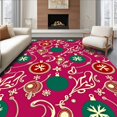 thumbnail image 1 of ODIKA 4'x6' Machine Washable Non-Slip Area Rug, Ornament Baubles Mosaic Design Floor Protection High Traffic Rug, Red, 632625, 1 of 7
