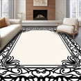 thumbnail image 1 of ODIKA 4'x6' Machine Washable Non-Slip Area Rug, Ornamental Lattice Framework Adorned with Stylized Botanical Accents High Traffic Rug, Black, 665277, 1 of 7