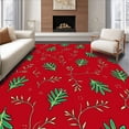 thumbnail image 1 of ODIKA 4'x6' Machine Washable Non-Slip Area Rug, Ornate Pinecone Spiral with Ivy Vines and Glimmering Snow Dusting High Traffic Rug with Pad, Red, 506699, 1 of 8