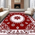thumbnail image 1 of ODIKA 4'x6' Machine Washable Non-Slip Area Rug, Ornate Poinsettia Medallion with Flourishing Scroll Motifs High Traffic Rug with Pad, Red, 665772, 1 of 8