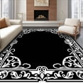 thumbnail image 1 of ODIKA 4'x6' Machine Washable Non-Slip Area Rug, Ornate Victorian Scrollwork with Floral Embellishments High Traffic Rug with Pad, Black, 480618, 1 of 8