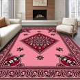 thumbnail image 1 of ODIKA 4'x6' Machine Washable Non-Slip Area Rug, Paisley Scroll Motif with Interlocking Framework High Traffic Rug with Pad, Pink, 666038, 1 of 8