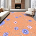 thumbnail image 1 of ODIKA 4'x6' Machine Washable Non-Slip Area Rug, Pastel Garden Trellis with Stylized Blossoms and Interlocking Vines High Traffic Rug with Pad, Orange, 447282, 1 of 8