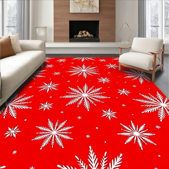 ODIKA 4'x6' Machine Washable Non-Slip Area Rug, Pathway Jewel Hearth Celebration Artistry High Traffic Rug, Red, 505423