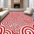 thumbnail image 1 of ODIKA 4'x6' Machine Washable Non-Slip Area Rug, Peppermint Swirl Patterned Entrance with Festive Stripe Motifs High Traffic Rug, Red, 628500, 1 of 7