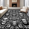 thumbnail image 1 of ODIKA 4'x6' Machine Washable Non-Slip Area Rug, Phantom Visage with Dripping Gothic Faces and Abstract Mist Details High Traffic Rug with Pad, Black, 654852, 1 of 8