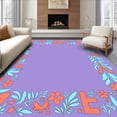 thumbnail image 1 of ODIKA 4'x6' Machine Washable Non-Slip Area Rug, Playful Alphabet Safari with Whimsical Butterflies and Jungle Icons High Traffic Rug with Pad, Purple, 696269, 1 of 8