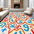 thumbnail image 1 of ODIKA 4'x6' Machine Washable Non-Slip Area Rug, Playful Alphabet Spiral Featuring Vibrant Letters Numbers Shapes High Traffic Rug with Pad, Beige, 690139, 1 of 8