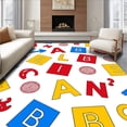 thumbnail image 1 of ODIKA 4'x6' Machine Washable Non-Slip Area Rug, Playful Alphabet Tiles With Vibrant Educational Blocks Design High Traffic Rug, Red, 695689, 1 of 7