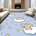 thumbnail image 1 of ODIKA 4'x6' Machine Washable Non-Slip Area Rug, Playful Bear Illustration with Scattered Stars and Whimsical Clouds Motif High Traffic Rug with Pad, Blue, 683163, 1 of 8