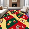 thumbnail image 1 of ODIKA 4'x6' Machine Washable Non-Slip Area Rug, Playful Christmas Reindeer Interlocking Patchwork Art High Traffic Rug with Pad, Red, 623796, 1 of 8
