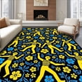 thumbnail image 1 of ODIKA 4'x6' Machine Washable Non-Slip Area Rug, Playful Dancing Skeletons with Boho Inspired Floral Details High Traffic Rug, Black, 577965, 1 of 7