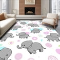 thumbnail image 1 of ODIKA 4'x6' Machine Washable Non-Slip Area Rug, Playful Elephant Motif Latch Hook with Charming Cartoon Illustration High Traffic Rug, Gray, 726505, 1 of 7