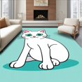 thumbnail image 1 of ODIKA 4'x6' Machine Washable Non-Slip Area Rug, Playful Kitty Yarn Art Beginner Needlework High Traffic Rug, White, 726795, 1 of 7