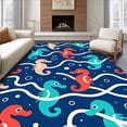 thumbnail image 1 of ODIKA 4'x6' Machine Washable Non-Slip Area Rug, Playful Ocean Adventure Seahorse Bathroom High Traffic Rug, Blue, 655703, 1 of 7