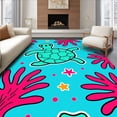 thumbnail image 1 of ODIKA 4'x6' Machine Washable Non-Slip Area Rug, Playful Sea with Coral Reef Motifs Cartoon Hook Design High Traffic Rug with Pad, Turquoise, 726818, 1 of 8