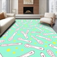 thumbnail image 1 of ODIKA 4'x6' Machine Washable Non-Slip Area Rug, Playful Spoon and Knife Whimsy with Dotted Accents High Traffic Rug with Pad, Green, 734900, 1 of 8
