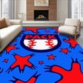thumbnail image 1 of ODIKA 4'x6' Machine Washable Non-Slip Area Rug, Playful Sports Icon Featuring Dynamic Baseball Emblem Design High Traffic Rug, Blue, 728632, 1 of 7