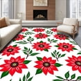 thumbnail image 1 of ODIKA 4'x6' Machine Washable Non-Slip Area Rug, Poinsettia Bloom Array Winter Celebration Base Cover High Traffic Rug with Pad, Red, 741524, 1 of 8