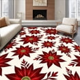 thumbnail image 1 of ODIKA 4'x6' Machine Washable Non-Slip Area Rug, Poinsettia Bloom Cardinal Holiday Complete Washroom High Traffic Rug, Red, 654428, 1 of 7