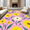 thumbnail image 1 of ODIKA 4'x6' Machine Washable Non-Slip Area Rug, Prairie Wildflower Symphony with Dancing Petal Arrangements High Traffic Rug, Pink, 527872, 1 of 7