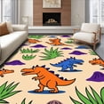thumbnail image 1 of ODIKA 4'x6' Machine Washable Non-Slip Area Rug, Prehistoric Dinosaur Discovery with Ancient Reptile Illustrations High Traffic Rug with Pad, Orange, 724194, 1 of 8