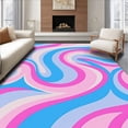 thumbnail image 1 of ODIKA 4'x6' Machine Washable Non-Slip Area Rug, Prismatic Ribbon Swirls with Harmonious Layered Color Transitions High Traffic Rug with Pad, Pink, 576942, 1 of 8