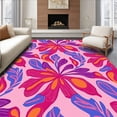 thumbnail image 1 of ODIKA 4'x6' Machine Washable Non-Slip Area Rug, Radiant Blossom Petal Artistic Botanical Motif High Traffic Rug with Pad, Pink, 444270, 1 of 8