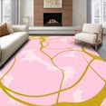 thumbnail image 1 of ODIKA 4'x6' Machine Washable Non-Slip Area Rug, Radiant Blush Marble with Gold Marbling Artistic High Traffic Rug, Pink, 703173, 1 of 7