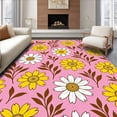 thumbnail image 1 of ODIKA 4'x6' Machine Washable Non-Slip Area Rug, Radiant Garden Burst Vintage Botanical Charm High Traffic Rug, Pink, 527845, 1 of 7