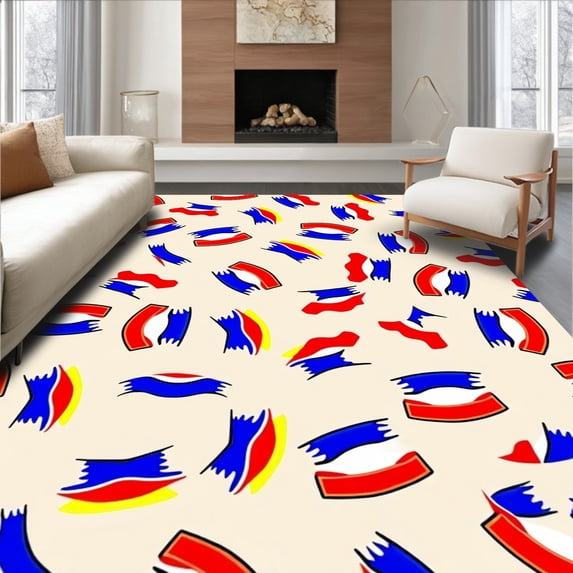 ODIKA 4'x6' Machine Washable Non-Slip Area Rug, Rescue Squad Siren Alert Warning System Flashing Alarm Notification High Traffic Rug, Red, 595448
