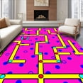 thumbnail image 1 of ODIKA 4'x6' Machine Washable Non-Slip Area Rug, Retro Arcade Adventure Map Floor Covering with Classic Gaming Icons High Traffic Rug, Pink, 699928, 1 of 7