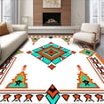 thumbnail image 1 of ODIKA 4'x6' Machine Washable Non-Slip Area Rug, Retro Aztec Revival with Symmetrical Interlocking and Designs High Traffic Rug, Orange, 718685, 1 of 7