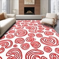 thumbnail image 1 of ODIKA 4'x6' Machine Washable Non-Slip Area Rug, Retro Cane Stripes with Peppermint Swirl Theme High Traffic Rug with Pad, Red, 647088, 1 of 8