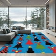 thumbnail image 1 of ODIKA 4'x6' Machine Washable Non-Slip Area Rug, Retro Christmas Tree with Festive Bauble and Ribbon High Traffic Rug with Pad, Blue, 931935, 1 of 8