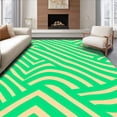 thumbnail image 1 of ODIKA 4'x6' Machine Washable Non-Slip Area Rug, Retro Funk with Interlocking Zigzag and Pastel Highlights High Traffic Rug, Green, 446753, 1 of 7