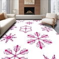 thumbnail image 1 of ODIKA 4'x6' Machine Washable Non-Slip Area Rug, Retro Holiday Snowflake Bath Accessories with High Traffic Rug, Pink, 737862, 1 of 7