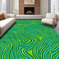 thumbnail image 1 of ODIKA 4'x6' Machine Washable Non-Slip Area Rug, Retro Pixel Wave Dynamic Exclusive Design High Traffic Rug, Green, 591013, 1 of 7
