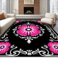 thumbnail image 1 of ODIKA 4'x6' Machine Washable Non-Slip Area Rug, Romantic Flower Burst Contoured Fluffy Floor High Traffic Rug, Black, 743273, 1 of 7