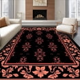 thumbnail image 1 of ODIKA 4'x6' Machine Washable Non-Slip Area Rug, Rose Petal Snowflake Christmas Foundation with Floral Elegance High Traffic Rug, Black, 654327, 1 of 7