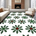 thumbnail image 1 of ODIKA 4'x6' Machine Washable Non-Slip Area Rug, Rustic Nordic Snowflake Motif with Festive Holly and Pine Detailing High Traffic Rug with Pad, White, 731578, 1 of 8