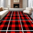 thumbnail image 1 of ODIKA 4'x6' Machine Washable Non-Slip Area Rug, Rustic Winter Tartan Celebration Floor with Bold Checkered Design High Traffic Rug, Red, 627565, 1 of 7