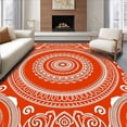 thumbnail image 1 of ODIKA 4'x6' Machine Washable Non-Slip Area Rug, Sanskrit Lotus with Radiant Petal Mosaic and Spiral Accents High Traffic Rug, Orange, 707872, 1 of 5