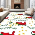 thumbnail image 1 of ODIKA 4'x6' Machine Washable Non-Slip Area Rug, Santa Sleigh Festive with Twinkling Holiday Stars High Traffic Rug, Red, 617816, 1 of 7