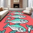 thumbnail image 1 of ODIKA 4'x6' Machine Washable Non-Slip Area Rug, Sardine Fish Shaped Novelty Floor with Quirky Cartoon Appeal High Traffic Rug, Red, 718984, 1 of 7
