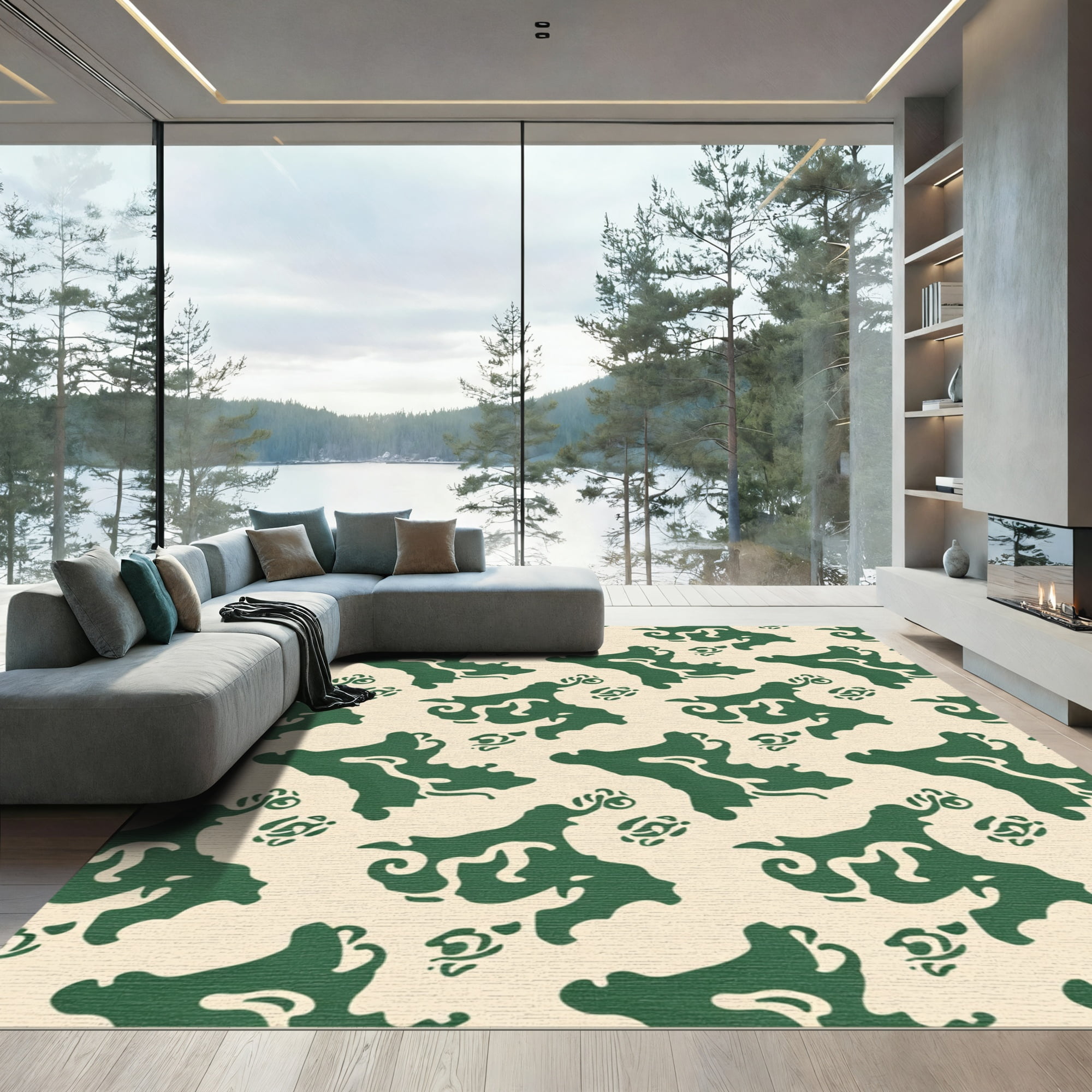 ODIKA 4x6 Machine Washable Non-Slip Area Rug, Savanna Abstract Animal ...