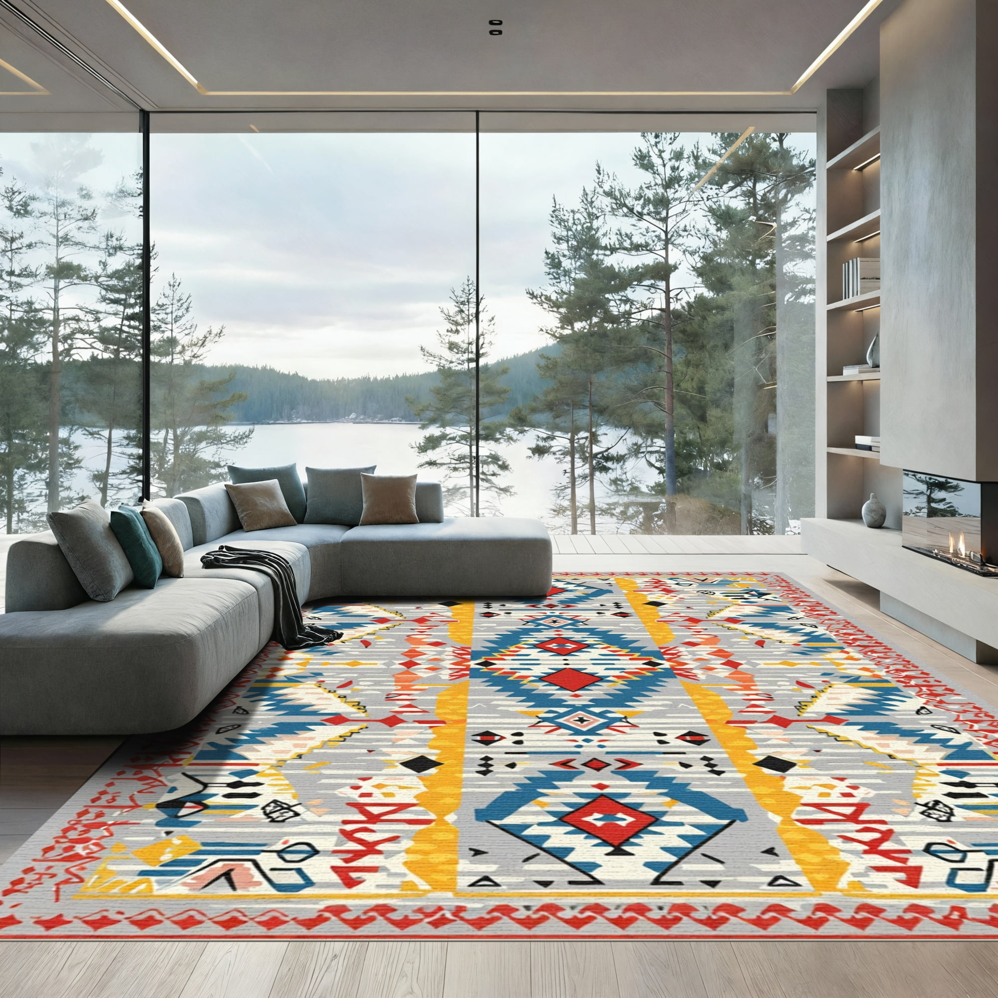 ODIKA 4x6 Machine Washable Non-Slip Area Rug, Savanna Heritage ...