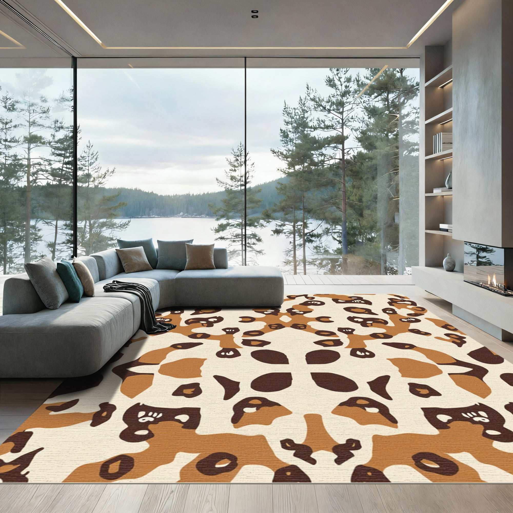ODIKA 4x6 Machine Washable Non-Slip Area Rug, Savanna Spots Modern ...
